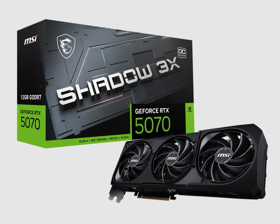 MSI nVidia GeForce RTXâ„¢ 5070 12G SHADOW 3X OC, PCI Express Gen 5, Boost: 2542 MHz, CUDA 6144 Units, 12GB GDDR7, HDMIâ„¢ x 1