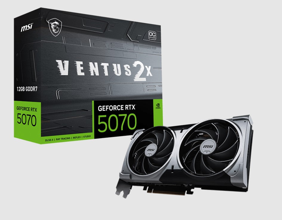 MSI nVidia GeForce RTXâ„¢ 5070 12G VENTUS 2X OC, PCI Express Gen 5, Boost: 2542 MHz, CUDA 6144 Units, 12GB GDDR7, HDMIâ„¢ x 1
