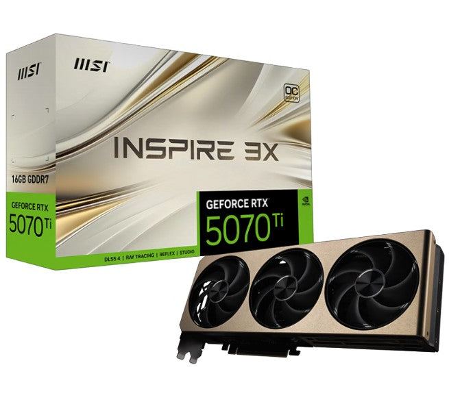 MSI nVidia GeForce RTXâ„¢ 5070 Ti 16G INSPIRE 3X OC, PCI Express Gen 5, Boost: 2482 MHz, CUDA 8960 Units, 16GB GDDR7, HDMIâ„¢ x 1