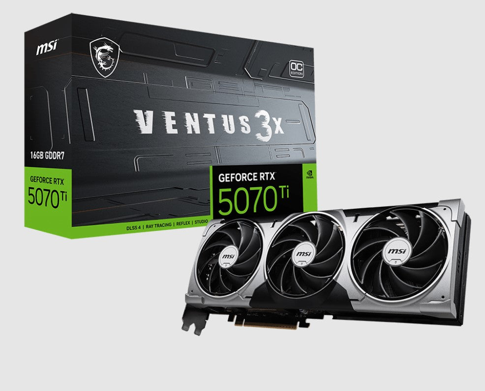 MSI nVidia GeForce RTXâ„¢ 5070 Ti 16G VENTUS 3X OC,PCI Express Gen 5, Boost: 2482 MHz, CUDA 8960 Units, 16GB GDDR7, HDMIâ„¢ x 1