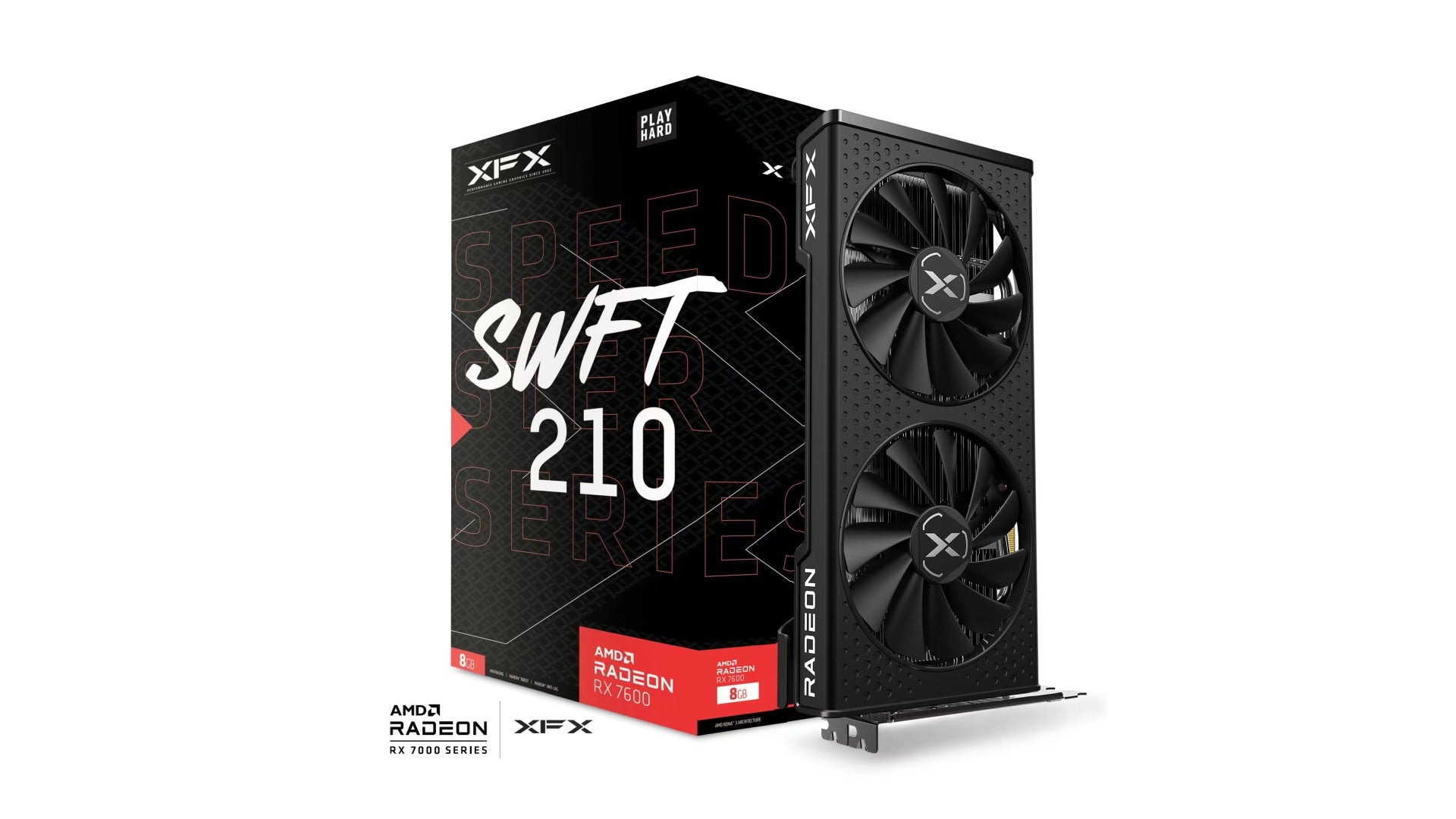 XFX Speedster SWFT210 AMD Radeon RX 7600 Core Gaming Graphics Card with 8GB GDDR6 HDMI 3xDP, AMD RDNAâ„¢ 3  (RX-76PSWFTFY)