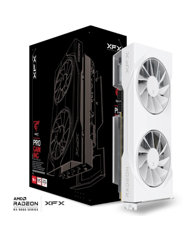 XFX Swift AMD Radeon RX 9070 OC White Dual Fan Gaming Edition with 16GB GDDR6 HDMI 3xDP, AMD RDNAâ„¢ 4 (RX-97SWFT2WQ)