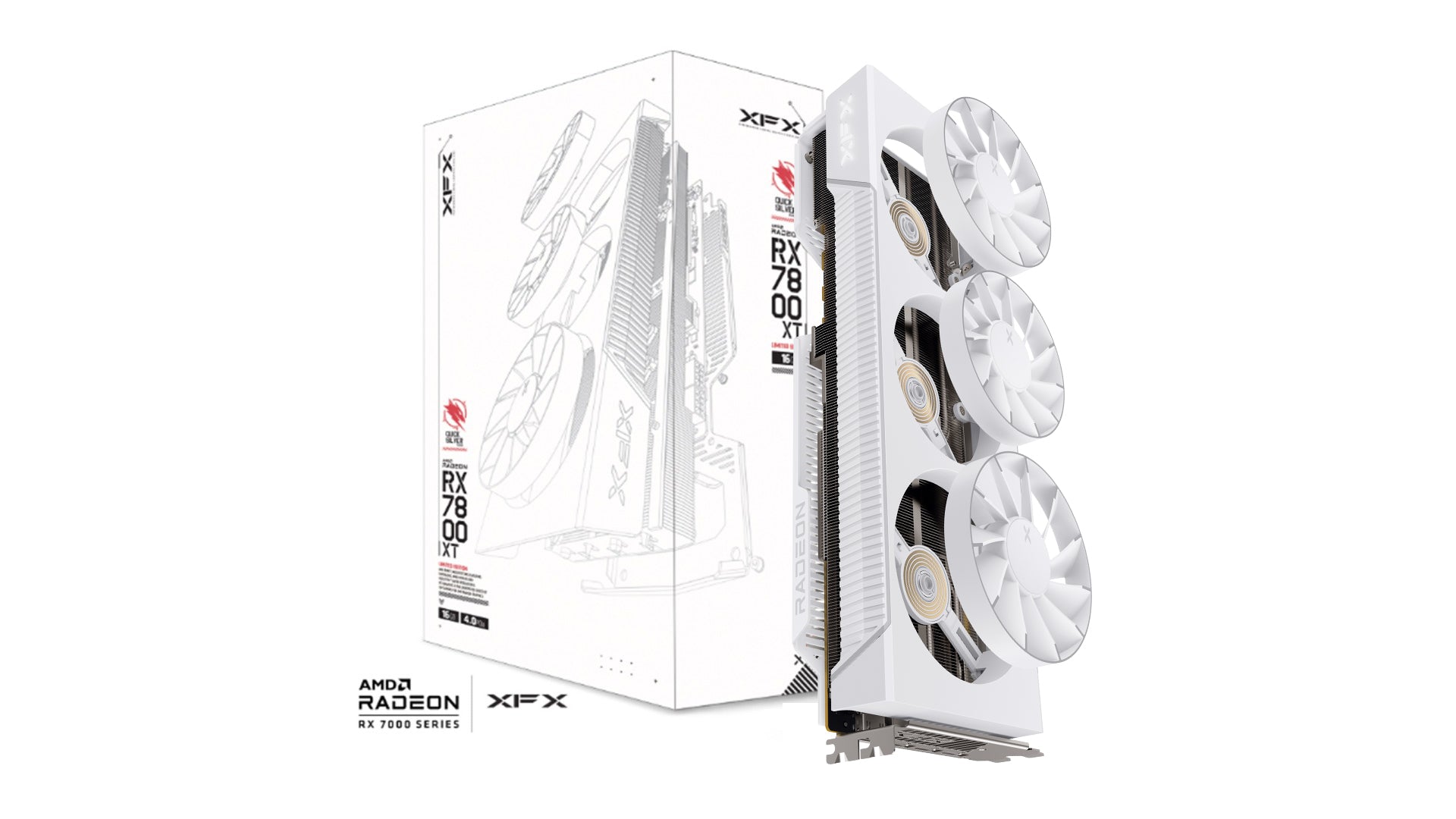 XFX Mercury AMD Radeon RX 9070XT OC White Magnetic Air Edition with RGB 16GB GDDR6 HDMI 3xDP, AMD RDNAâ„¢ 4 (RX-97TMARGW9)