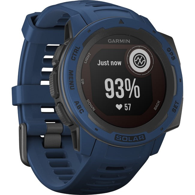 Garmin Instinct Solar Smart Watch - Tidal Blue - Fiber Reinforced Polymer Body - Fiber Reinforced Polymer Case - Silicone Band