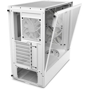 NZXT H5 Flow Computer Case - ATX, Micro ATX, Mini ITX Motherboard Supported - Mid-tower - Galvanized Cold Rolled Steel (SGCC), Tempered Glass - White - 4 x 120 mm x Fan(s) Installed - PSU Installed