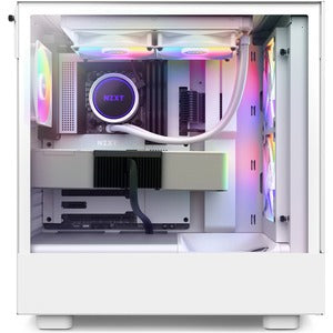 NZXT H5 Flow Computer Case - ATX, Micro ATX, Mini ITX Motherboard Supported - Mid-tower - Galvanized Cold Rolled Steel (SGCC), Tempered Glass - White - 4 x 120 mm x Fan(s) Installed - PSU Installed