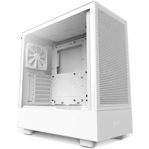 NZXT H5 Flow Computer Case - ATX, Micro ATX, Mini ITX Motherboard Supported - Mid-tower - Galvanized Cold Rolled Steel (SGCC), Tempered Glass - White - 4 x 120 mm x Fan(s) Installed - PSU Installed