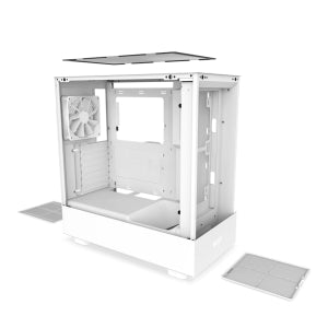 NZXT H5 FLOW Compact Mid-Tower Airflow Case - White - Max 6 Fans Support - ATX, mATX, ITX - SGCC Steel, Tempered Glass - RGB Controller (3 lightings)